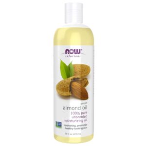 now solutions, sweet almond oil, 100% pure moisturizing oil, promotes healthy-looking skin, unscented oil, 16-ounce,package may vary