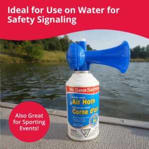 SeaSense Air Horn – Large Size (3.5 oz), 118 dB – Loud 1 Mile Range, Meets EPA & USCG Standards – Great for Boat & Marine Safety, Ideal for Sporting Events Such as Football & Soccer