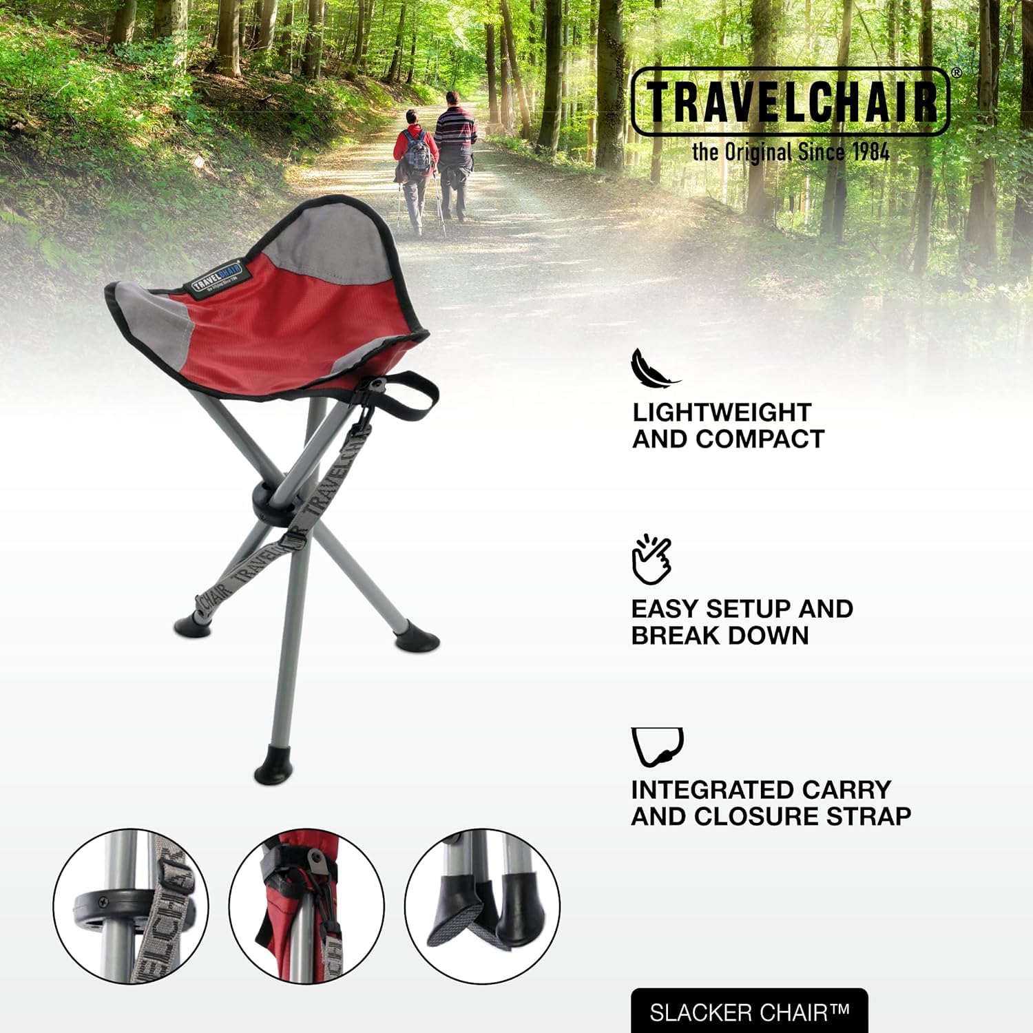 TravelChair Slacker Chair, Portable Tripod Chair for Outdoor Adventures, Green (1389VG)