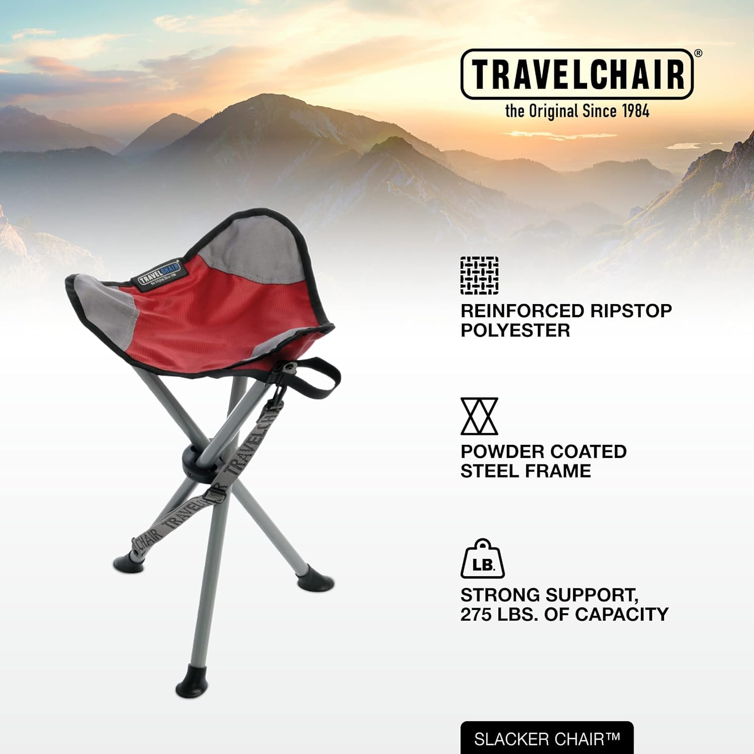 TravelChair Slacker Chair, Portable Tripod Chair for Outdoor Adventures, Green (1389VG)