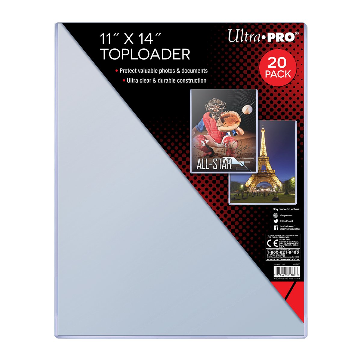 Ultra Pro 11" X 14" Toploader 20ct