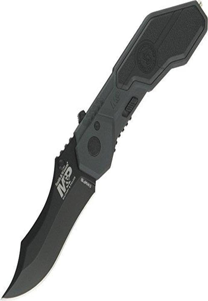 Smith & Wesson M&P SWMP1B 7.1in High Carbon S.S. Assisted Folding Knife with 2.9in Clip Point Blade and Aluminum Handle for Tactical, Survival and EDC,Black