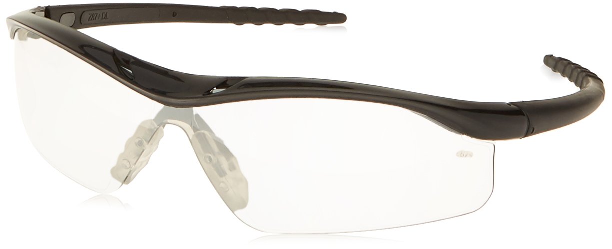 MCR Safety DL119AF Dallas Safety Glasses with Polished Black Frame and Indoor/Outdoor Clear Mirror Anti-Fog Lens