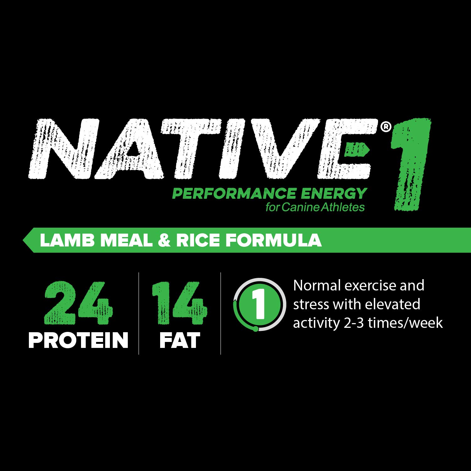 NATIVE Performance Dog Food | Lamb Meal and Rice Formula | No Filler or Bi-Products | Low to Normal Energy Level 1 | 40 Pound Bag