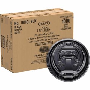 Dart 16RCLBLK Black Optima Reclosable Lid (Case of 1000)