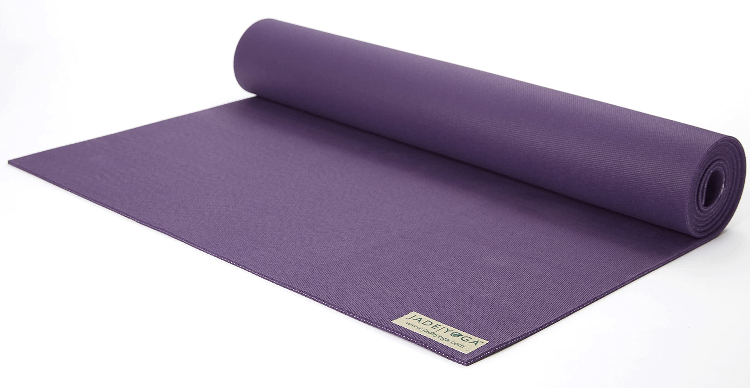 JadeYoga Travel Yoga Mat - Packable, Lightweight, and Portable Yoga Mat - Non-Slip Natural Rubber Mat for Women & Men - Great for Yoga, Home, Gym, Pilates, Fitness & Stretching (Purple, 68" x 24")