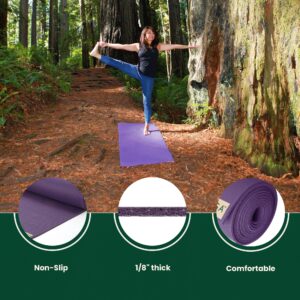 JadeYoga Travel Yoga Mat - Packable, Lightweight, and Portable Yoga Mat - Non-Slip Natural Rubber Mat for Women & Men - Great for Yoga, Home, Gym, Pilates, Fitness & Stretching (Purple, 68" x 24")