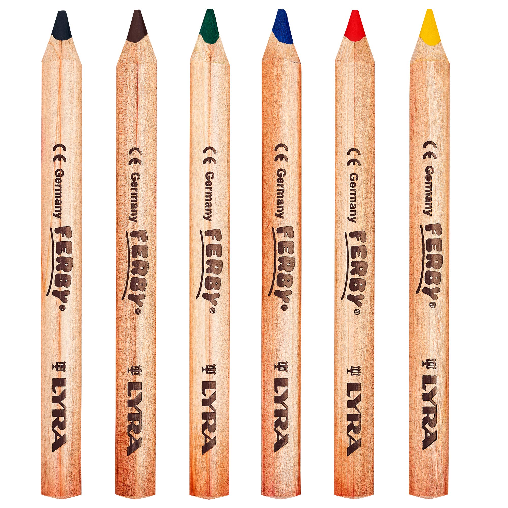 Lyra Ferby Giant Triangular Colored Pencils - Set of 12 Short Colored Pencils with A 6.25mm Core - Highly Pigmented Mini Colored Pencils for Artists - Durable Colored Pencils Set for Coloring and More