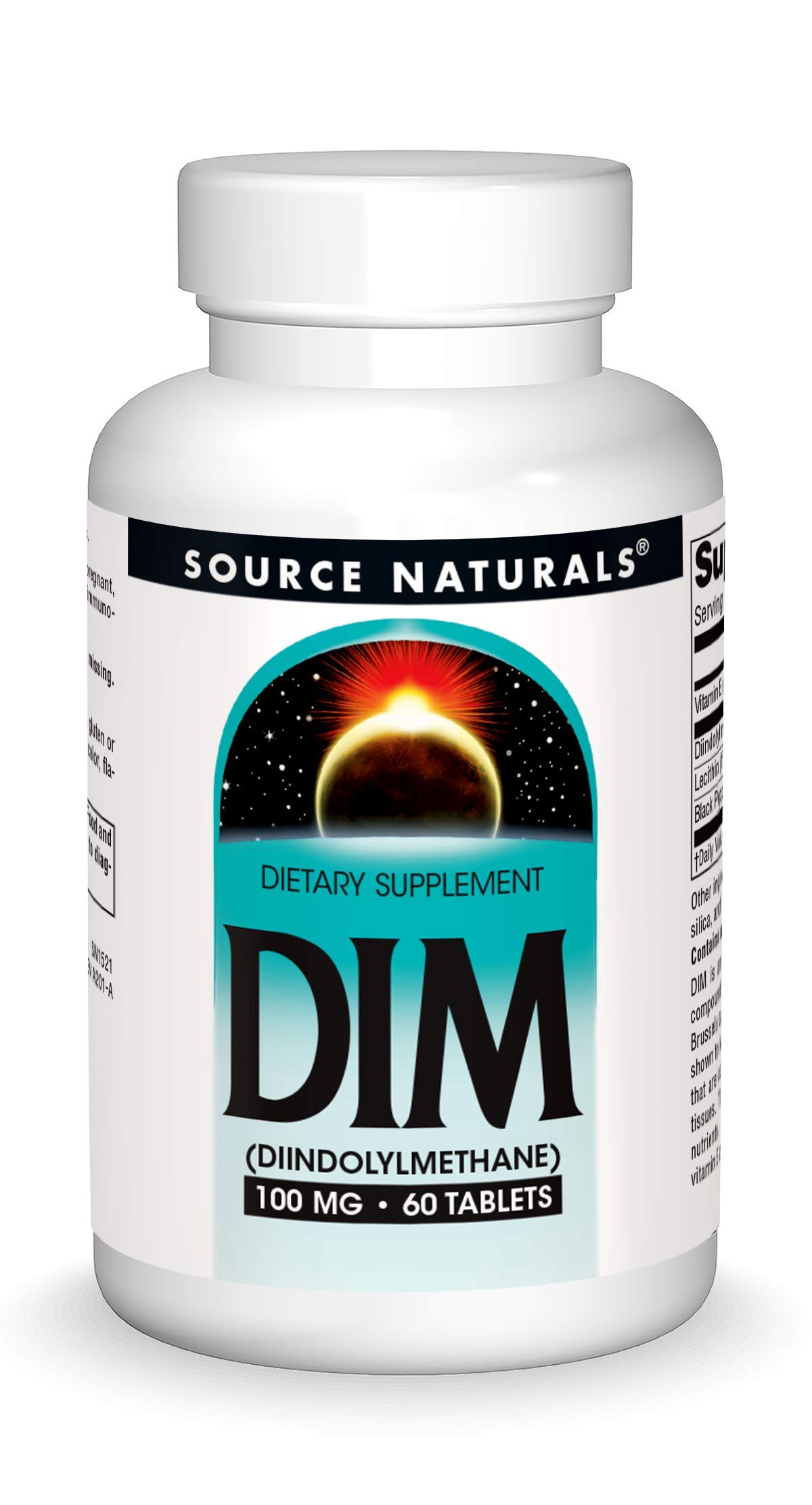 Source Naturals DIM, Diindolylmethane 100mg with BioPerine, Vitamin E & More - 60 Tablets