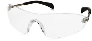 mcr safety glasses s2210af blackjack s22 series clear lens with uv protection and anti-fog coating, chrome metal temple frameless design, 1 pair