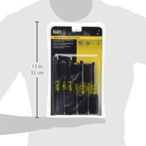 Klein Tools 631M Tool Set, Made in USA, Magnetic Nut Drivers Sizes 3/16, 1/4, 5/16, 11/32, 3/8, 7/16 and 1/2-Inch on 3-Inch Full Hollow Shaft, 7-Piece