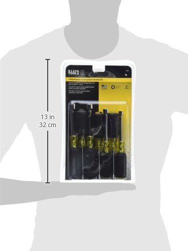 Klein Tools 631M Tool Set, Made in USA, Magnetic Nut Drivers Sizes 3/16, 1/4, 5/16, 11/32, 3/8, 7/16 and 1/2-Inch on 3-Inch Full Hollow Shaft, 7-Piece