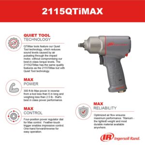 Ingersoll Rand 2115QTIMAX 3/8" Air Impact Wrench, Quiet, 300 ft-lbs Max Torque,