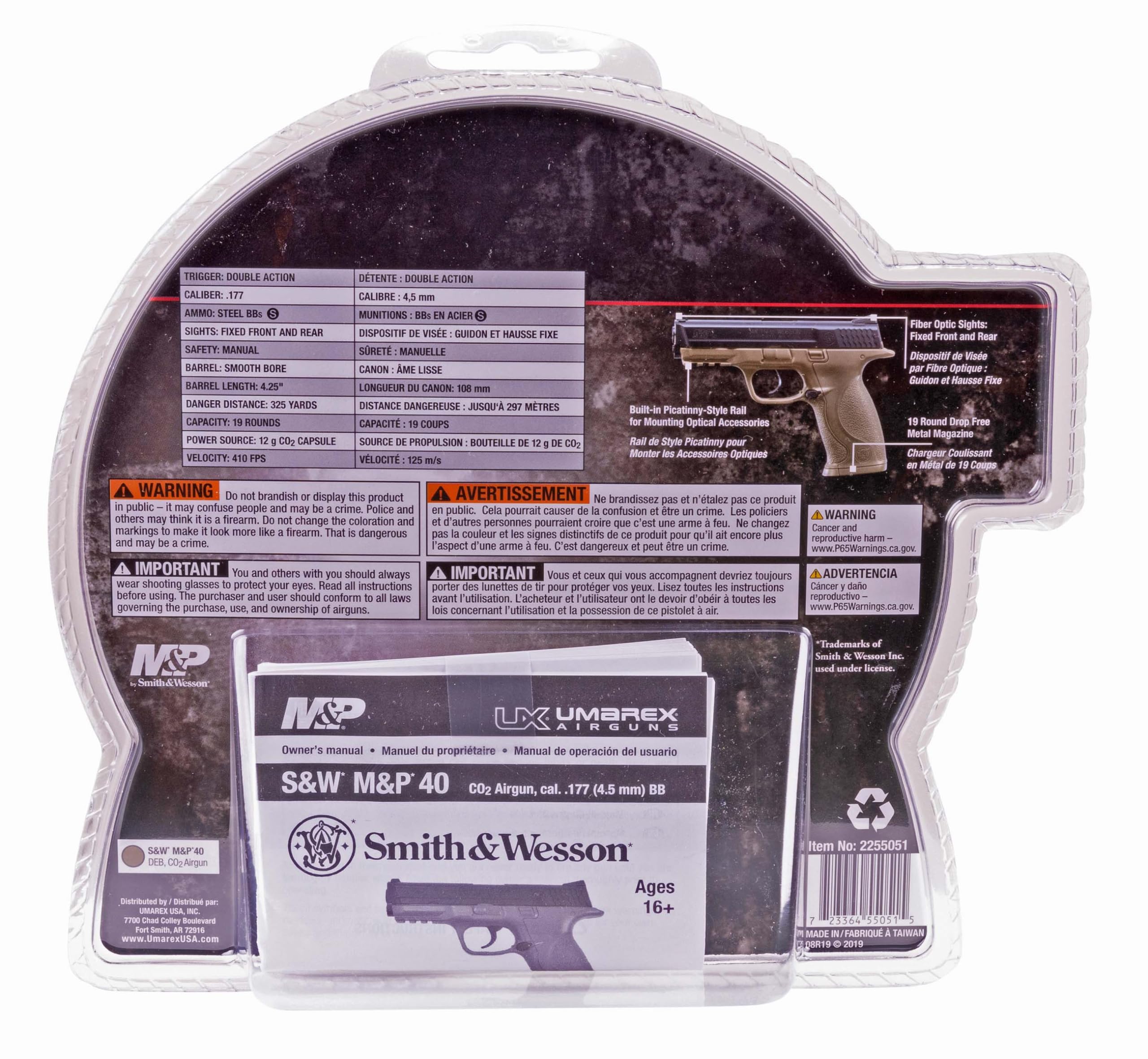 Umarex Smith & Wesson M&P 40 .177 Caliber BB Gun Air Pistol, Dark Earth Brown, Standard Action