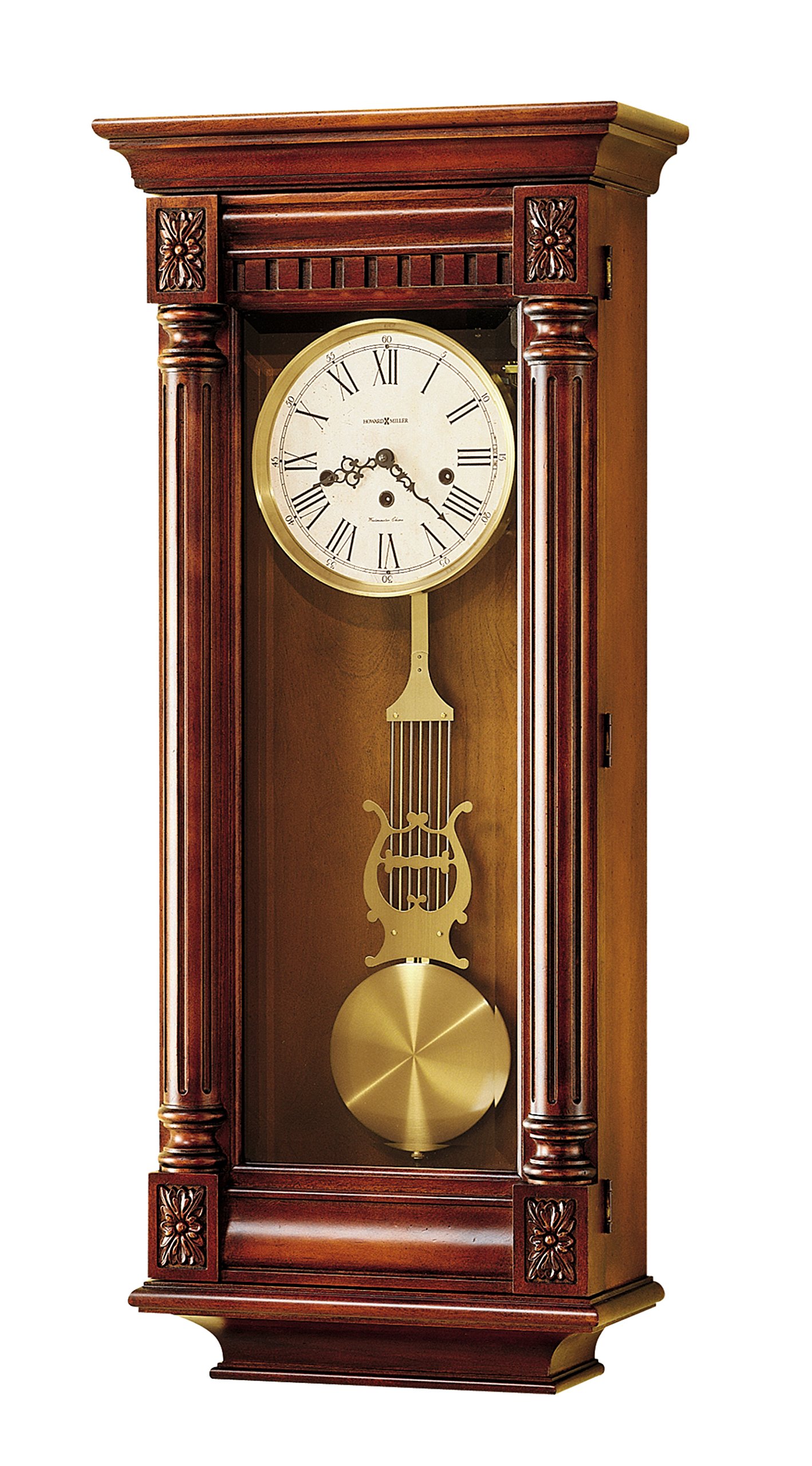 Howard Miller New Haven Wall Clock 620-196 – Light Distressing Home Decor with Mechanical Key-Wound, Single-Chime Movement