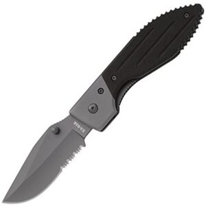 ka-bar warthog folder ii knife with serrated edge , black