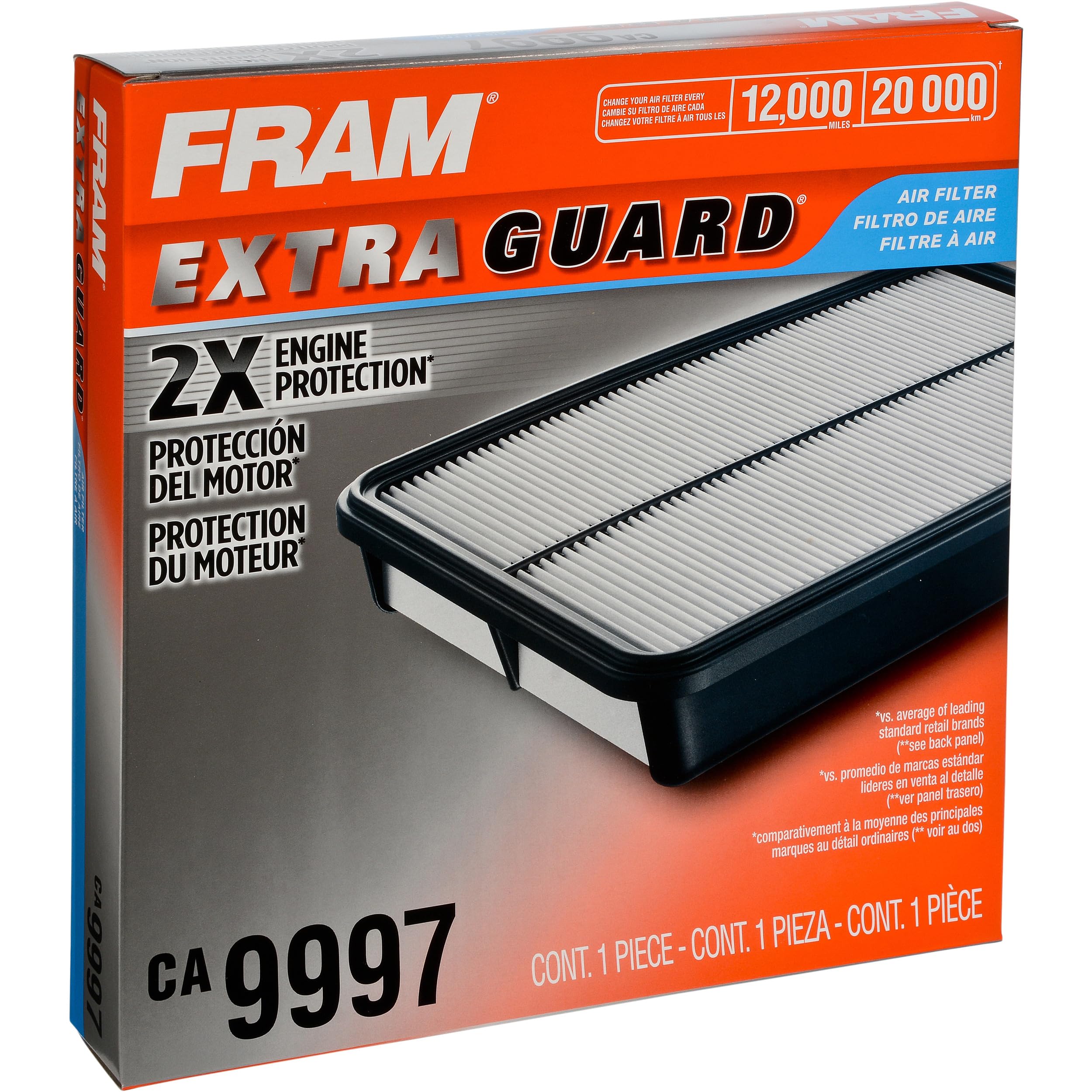 FRAM Extra Guard CA9997 Replacement Engine Air Filter for Select Subaru Models, Provides Up to 12 Months or 12,000 Miles Filter Protection