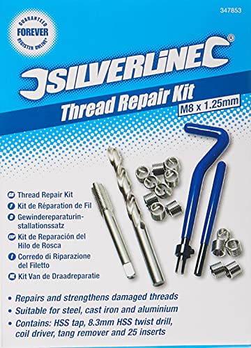 Silverline 347853 Thread Repair Kit Helicoil Type, M8 x 1.25 mm