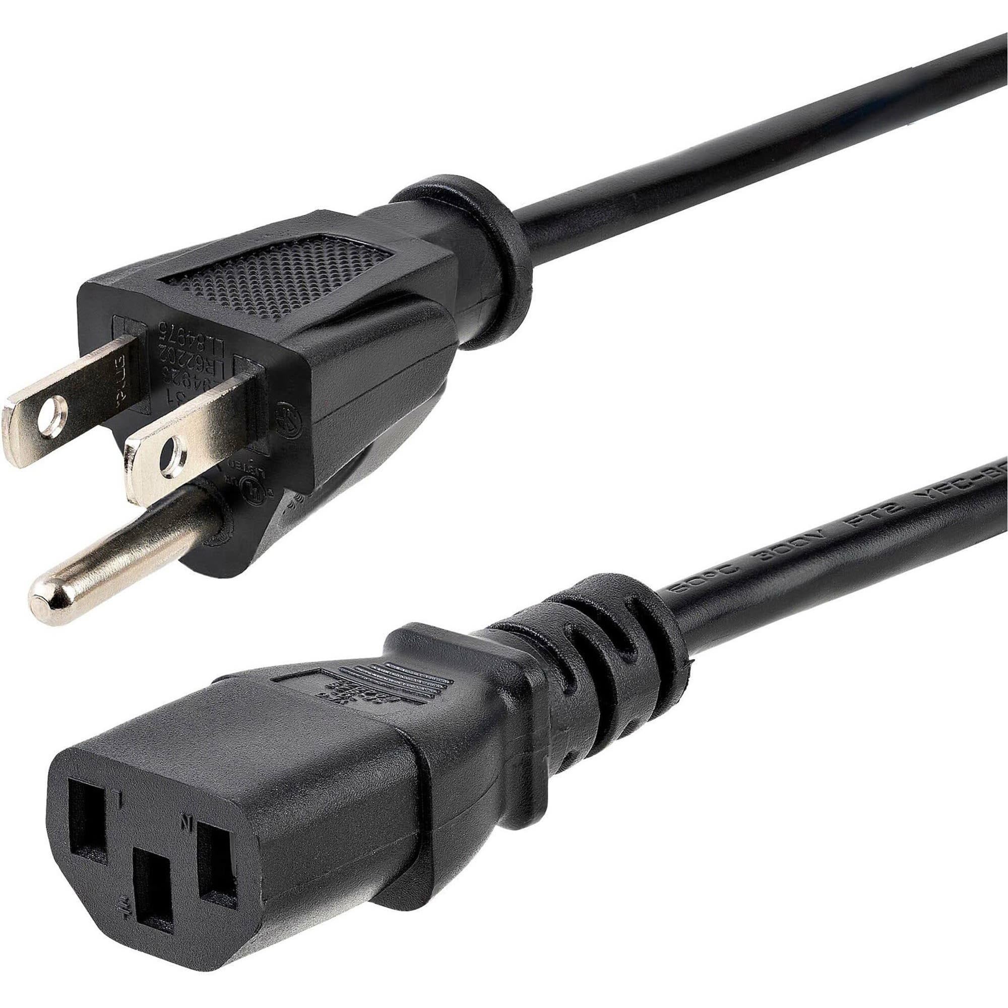 StarTech.com 3ft (1m) Computer Power Cord, NEMA 5-15P to C13, 10A 125V, 18AWG, Black Replacement AC Power Cord, Printer Power Cord, PC Power Supply Cable, Monitor Power Cable - UL Listed (PXT101_3)