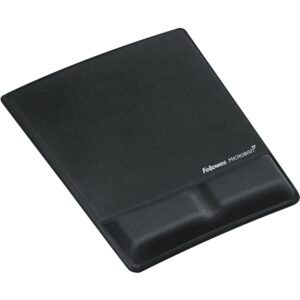 fellowes mouse pad/wrist support with mircoban protection, black (9181201)