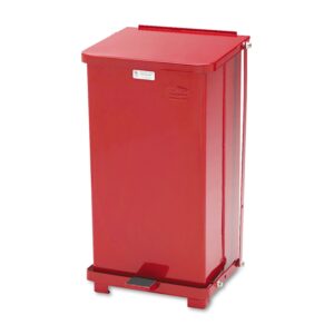 rubbermaid commercial products defenders steel step trash can with plastic liner, 6.5-gallon, red, good with infectious waste in doctors office/hospital/medical/healthcare facilities