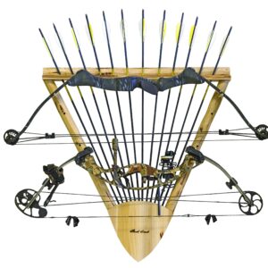 Rush Creek Creations Rustic 2 Compound Bow - 12 Arrow Wall Storage Rack - 5 Minute Assembly - Handcrafted , 31.5” L x 5” W x 32.75” H