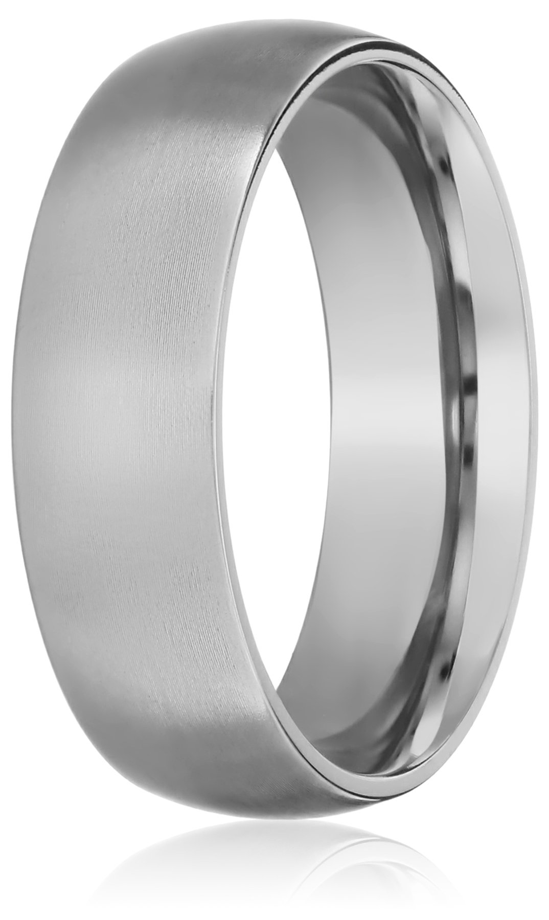 Sabrina Silver 6mm Titanium Plain Wedding Band/Thumb Ring Domed Comfort-Fit Matte Finish 5/16 inch size 9