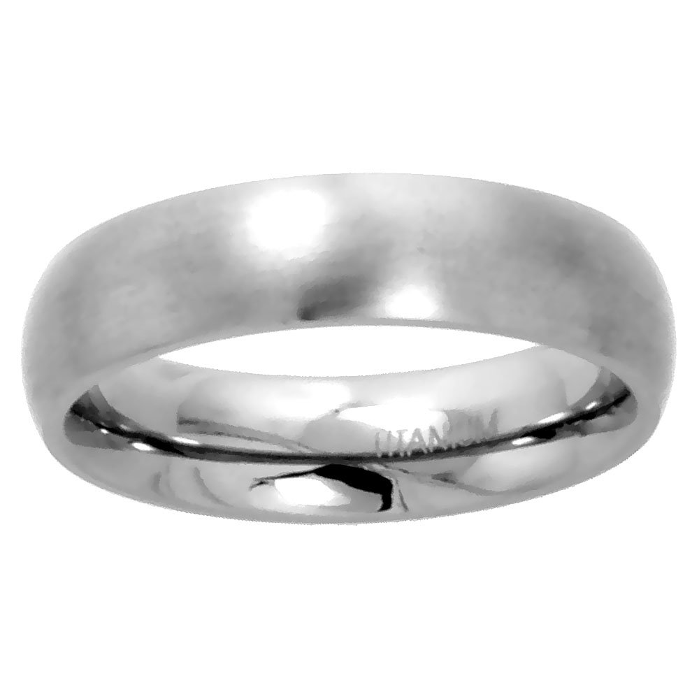 Sabrina Silver 5mm Titanium Plain Wedding Band/Thumb Ring Domed Comfort-Fit Matte Finish 5/16 inch size 9 1/2