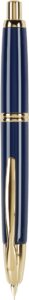 pilot vanishing point collection refillable & retractable fountain pen, blue barrel with gold accents, blue ink, medium nib (60266)