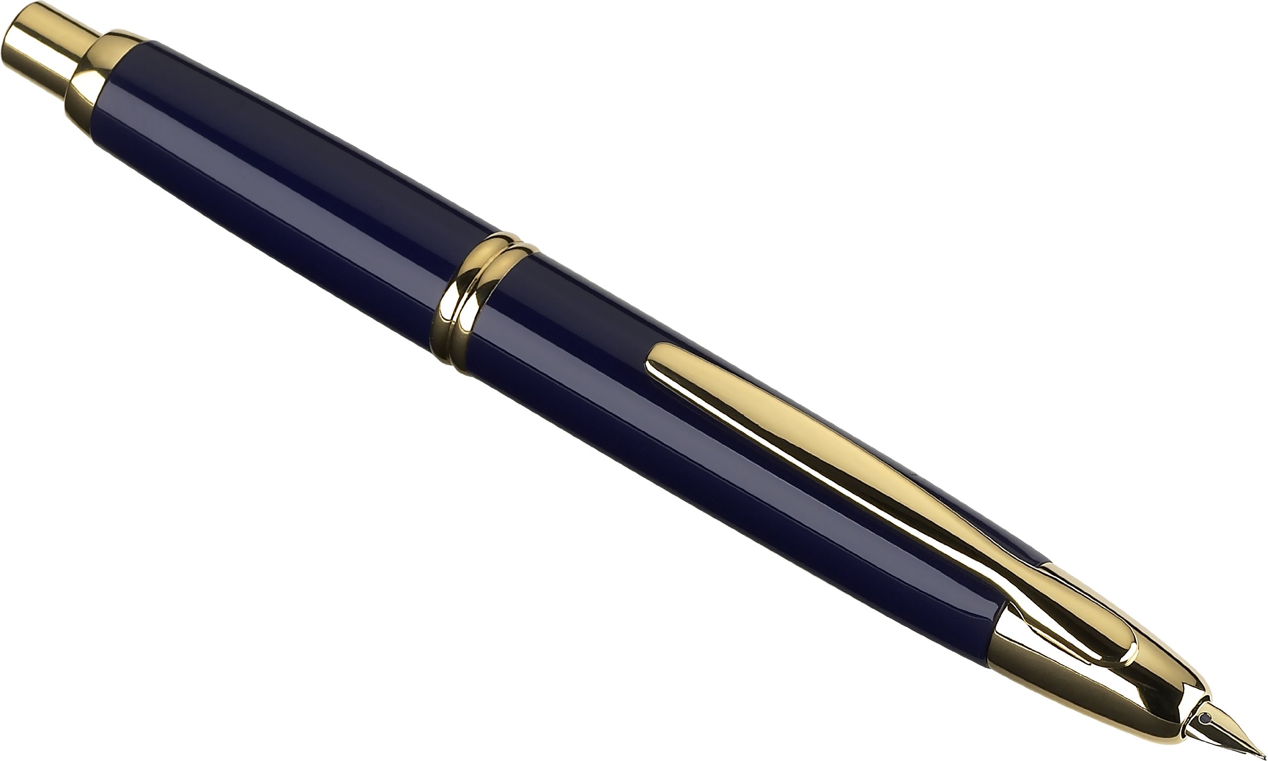 PILOT Vanishing Point Collection Refillable & Retractable Fountain Pen, Blue Barrel with Gold Accents, Blue Ink, Medium Nib (60266)