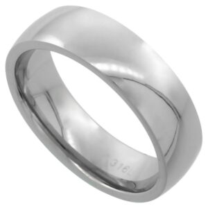 surgical steel plain wedding band/thumb ring 6mm domed comfort-fit high polish, size 7.5