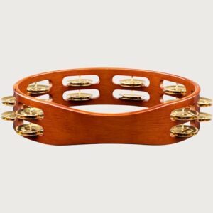 Meinl Percussion Traditional Wood Tambourine with Solid Brass Jingles, Double Row — NOT MADE in CHINA — for All Musicians, 2-YEAR WARRANTY (TA2B-AB)