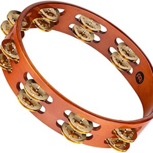 Meinl Percussion Traditional Wood Tambourine with Solid Brass Jingles, Double Row — NOT MADE in CHINA — for All Musicians, 2-YEAR WARRANTY (TA2B-AB)