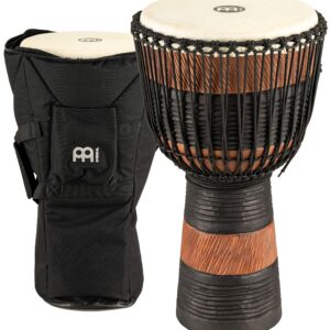 Meinl Percussion ADJ3-XL+BAG African Style Rope Tuned 13-Inch Wood Djembe with Bag, Brown/Black