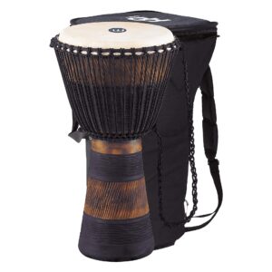 Meinl Percussion ADJ3-XL+BAG African Style Rope Tuned 13-Inch Wood Djembe with Bag, Brown/Black