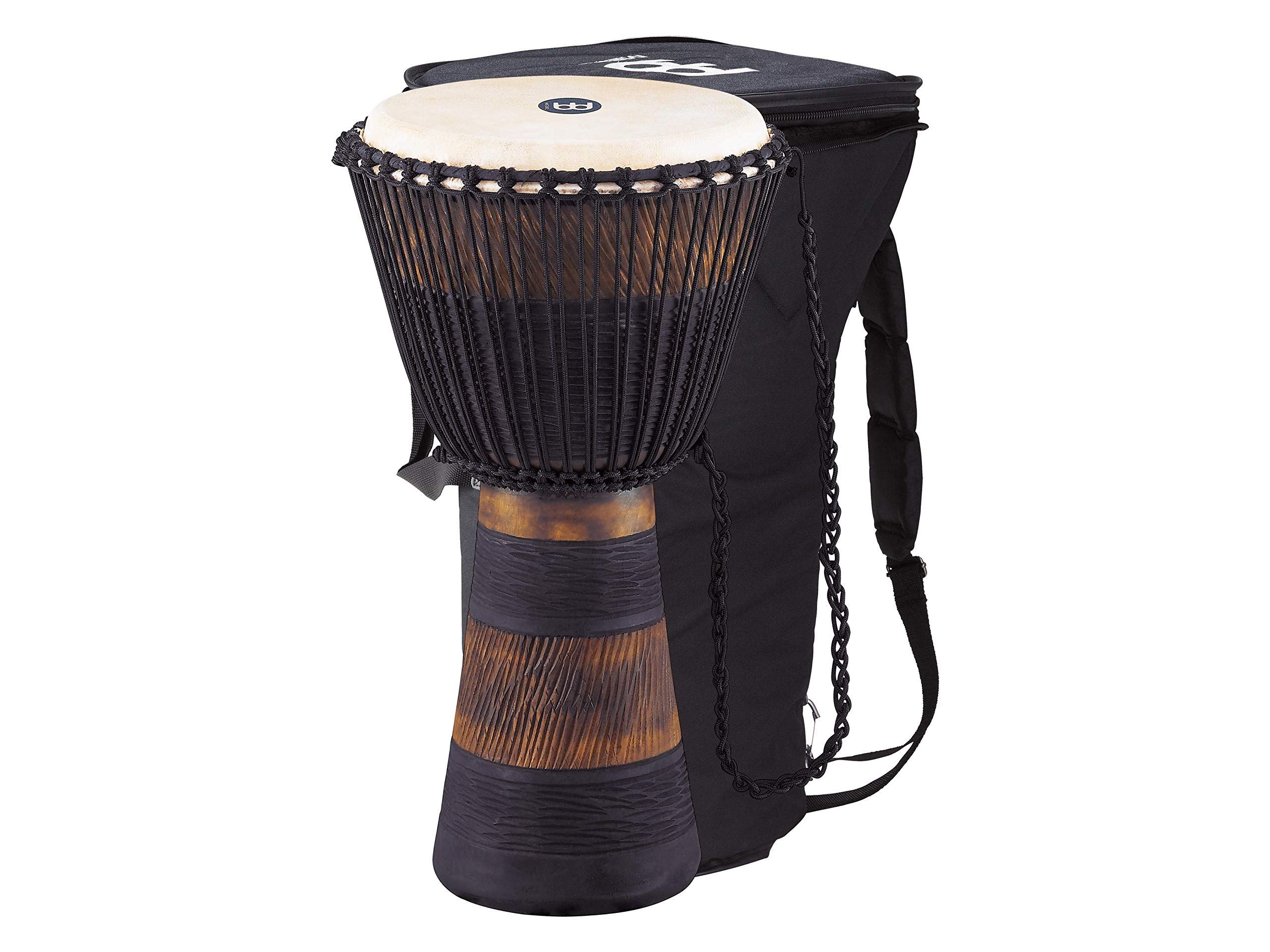 Meinl Percussion ADJ3-XL+BAG African Style Rope Tuned 13-Inch Wood Djembe with Bag, Brown/Black