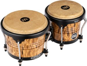 meinl percussion bongos hand drum set 6.75" and 8" with hardwood shells and tuning key — not made in china — marathon designer series, 2-year warranty (fwb190lb)