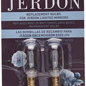 JERDON 25 Watt Replacement Bulbs for Makeup Mirror - 2 Incandescent Lightbulbs Makeup Mirrors - JPT25W