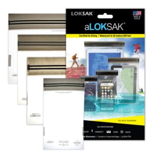 loksak - aloksak small multi-pack waterproof dry bags - airtight underwater pouch - touch screen compatible - diving certified (4 pack)