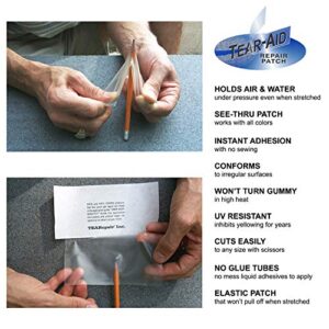 TEAR-AID Vinyl Repair Kit, Type B Clear Patch for Vinyl and Vinyl-Coated Materials, Works on Vinyl Tents, Awnings, Air Matresses, Pool Liners & More, Green Box, Single Pack