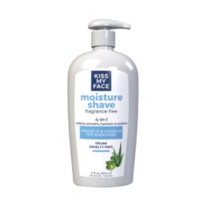 Kiss My Face Moisture Shave Fragrance Free 4-in-1 Pump, 11 Fl Oz (Pack of 2)