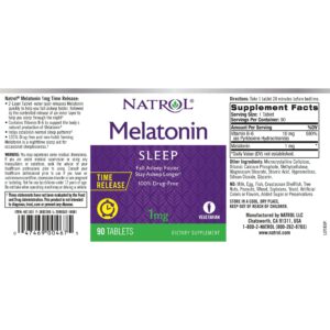 Melatonin - Time Release, 1 mg 90 tab (TWO PACK)