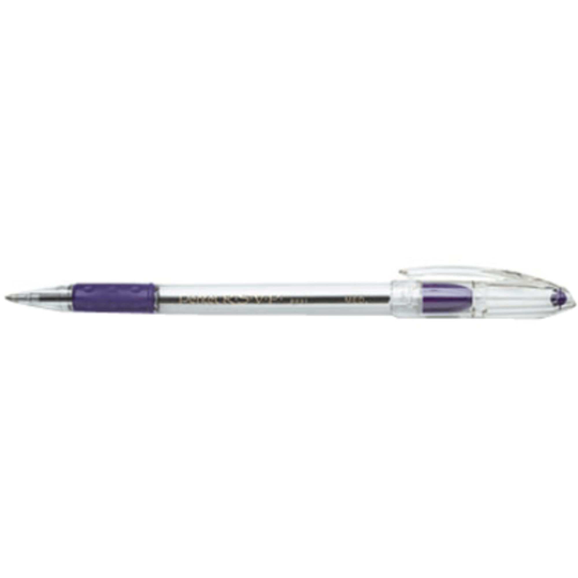 Pentel® R.S.V.P.® Ballpoint Pens, Medium Point, 1.0 mm, Clear Barrel, Violet Ink, Pack Of 12