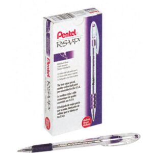 Pentel® R.S.V.P.® Ballpoint Pens, Medium Point, 1.0 mm, Clear Barrel, Violet Ink, Pack Of 12