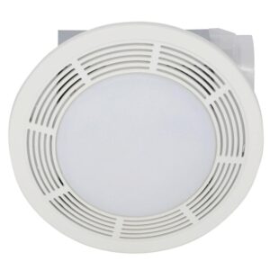 Broan-NuTone 751 Round Fan and Light Combo for Bathroom and Home, White Grille with Glass Lens, 100-Watts, 5.0 Sones, 100 CFM