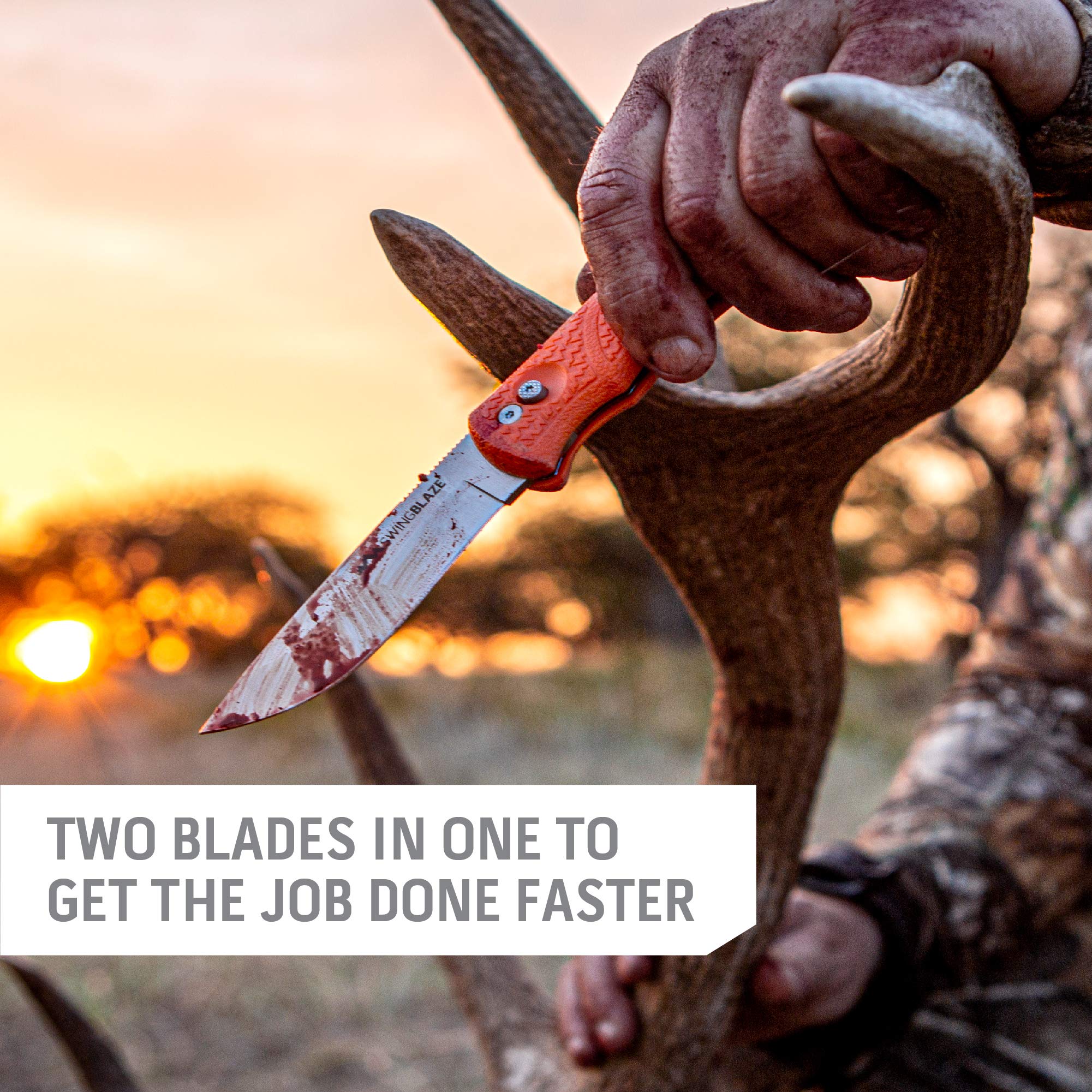 OUTDOOR EDGE SwingBlaze - Two Blades in One, Rotating Skinning and Gutting Fixed Blade Hunting Knife - Includes Nylon Sheath (Orange)