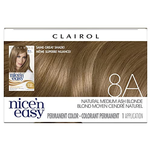 Clairol Nice'n Easy Liquid Permanent Hair Dye, 8A Medium Ash Blonde Hair Color, Pack of 3