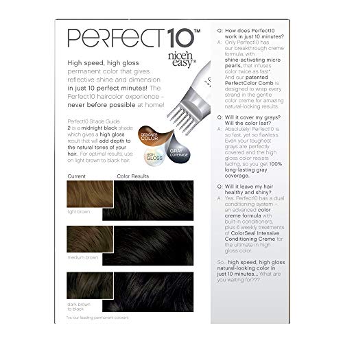 Clairol Nice‘n Easy Perfect 10 Permanent Hair Dye, 2 Black Hair Color, Pack of 2