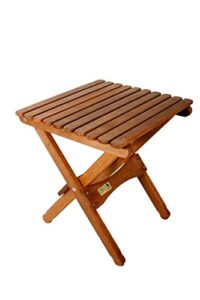 byer of maine - pangean folding wooden table, hardwood portable table for deck, or camping, use indoors or outdoors - 18" h x 16" w x 16" d