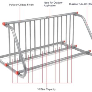 Global Industrial 59-3/4"L Grid Bike Rack, Double Sided, Powder Coated Steel, 10-Bike Capacity